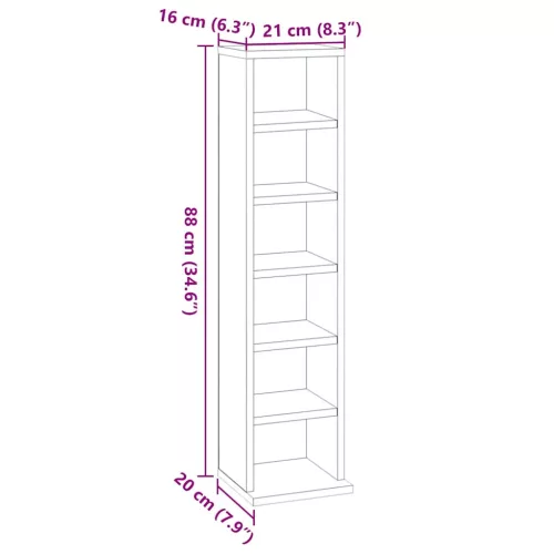  fehér szerelt fa CD-szekrény 21 x 20 x 88 cm