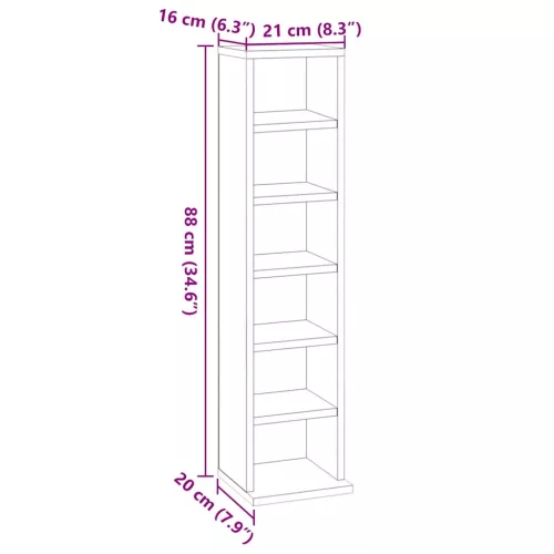  betonszürke szerelt fa CD-szekrény 21 x 20 x 88 cm
