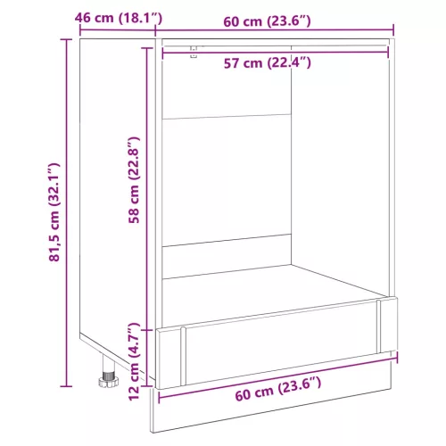  Konyhaszekrény Fekete tölgy 60 x 46 x 81,5 cm Faanyag