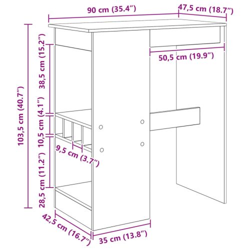  Bárasztal polcokkal Fekete tölgy 90 x 47.5 x 103.5 cm Faanyag
