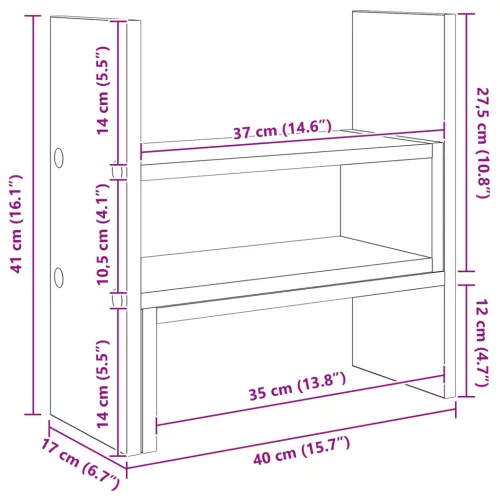  Monitor Asztali Állvány Fekete tölgy 40 x 17 x 41 cm Faanyag