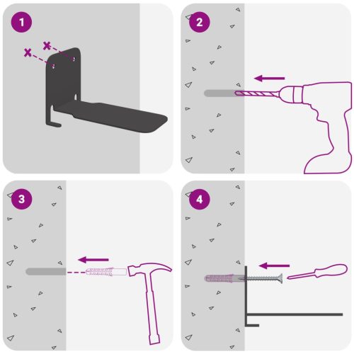  Láthatatlan lebegő polc 4 pcs Fekete 6 x 11 x 6.5 cm Fém