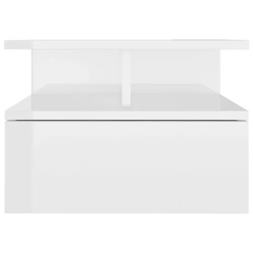  2 db magasfényű fehér szerelt fa lebegő éjjeliszekrény