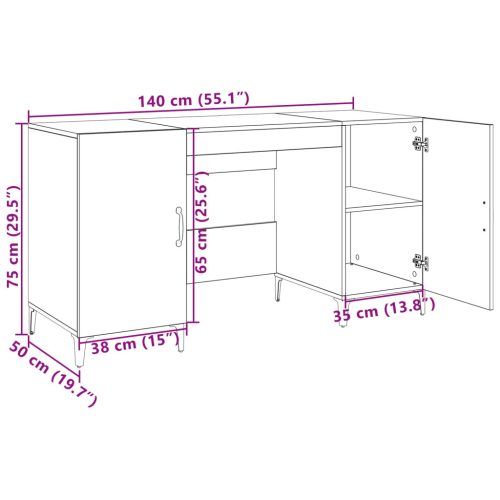  Asztal tárolóval ajtóval Öreg fa 140 x 50 x 75 cm Faanyag