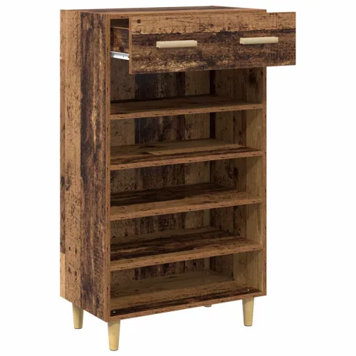  Cipőszekrény fiókkal polcokkal Öreg fa 60 x 35 x 105 cm Faanyag