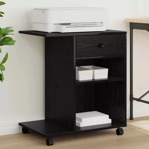  Nyomtatóállvány fiókkal Fekete tölgy 60 x 40 x 68.5 cm Faanyag