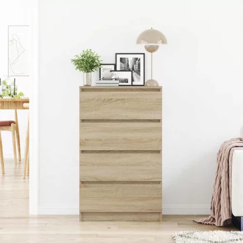  sonoma-tölgy színű szerelt fa tálalószekrény 60 x 35 x 98,5 cm