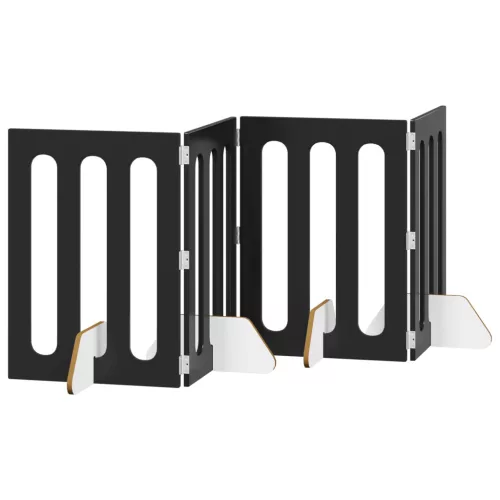  Hajtható állatkerítés 4 pcs Fekete Tölgy 201 x 38 x 70 cm