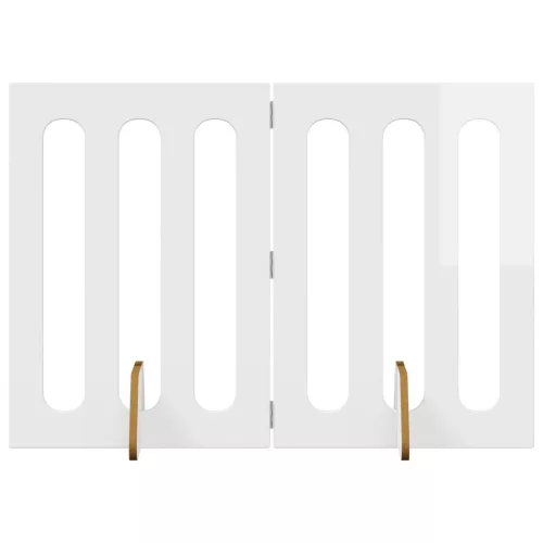  Hajtható állatkerítés 2 pcs Magasfényű Fehér 100,5 x 38 x 70 cm