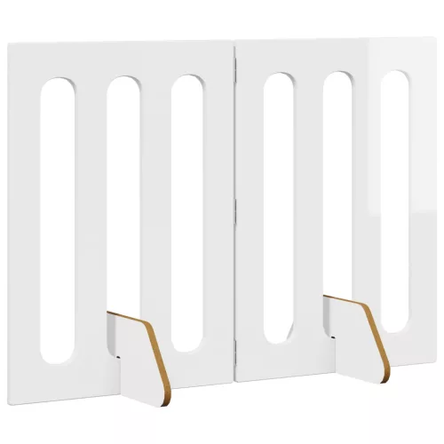 Hajtható állatkerítés 2 pcs Magasfényű Fehér 100,5 x 38 x 70 cm