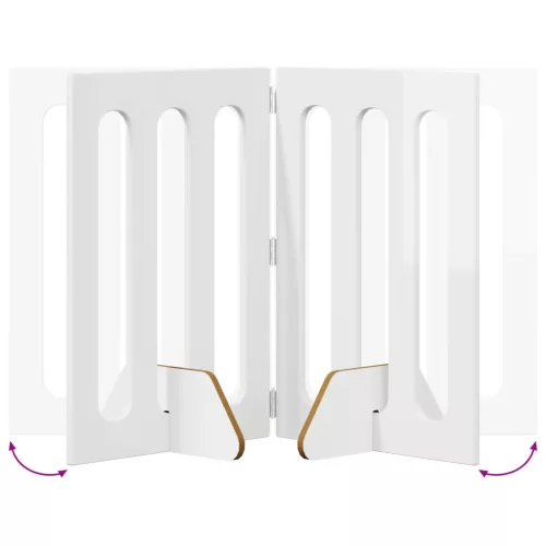  Hajtható állatkerítés 4 pcs Magasfényű Fehér 201 x 38 x 70 cm