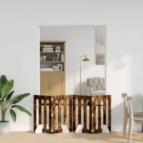    Hajtható állatkerítés 4 pcs Füstölt Tölgy 201 x 38 x 70 cm