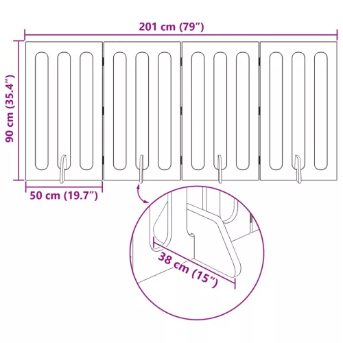 Hajtható állatkerítés 4 pcs Fehér 201 x 38 x 90 cm Mérnöki fa