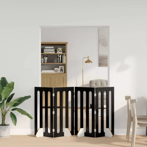  Hajtható állatkerítés 4 pcs Fekete Tölgy 201 x 38 x 90 cm
