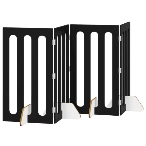  Hajtható állatkerítés 4 pcs Fekete Tölgy 201 x 38 x 90 cm