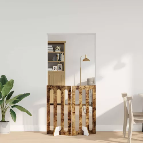  Hajtható állatkerítés 2 pcs Füstölt Tölgy 100,5 x 38 x 90 cm