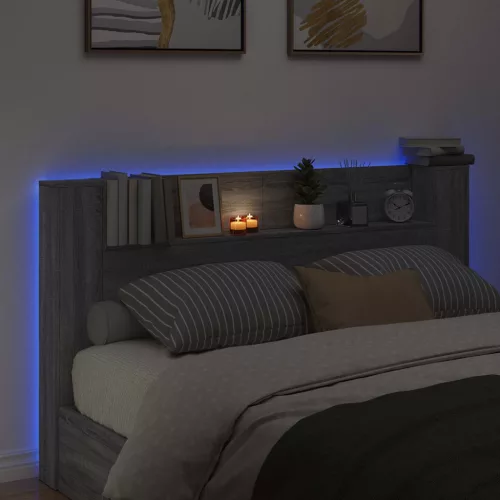  LED-es Fejtámla Szekrény Szürke Sonoma 180 x 16,5 x 103,5 cm