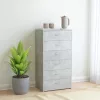  6-fiókos betonszürke szerelt fa tálalószekrény 50 x 34 x 96 cm
