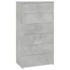  6-fiókos betonszürke szerelt fa tálalószekrény 50 x 34 x 96 cm