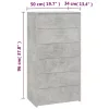  6-fiókos betonszürke szerelt fa tálalószekrény 50 x 34 x 96 cm