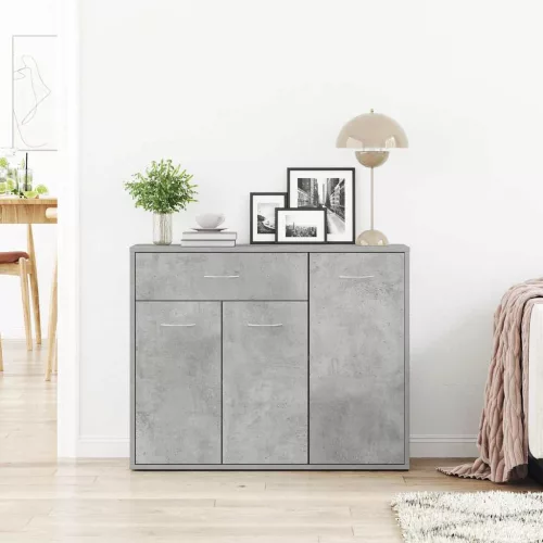  betonszürke szerelt fa tálalószekrény 88 x 30 x 70 cm