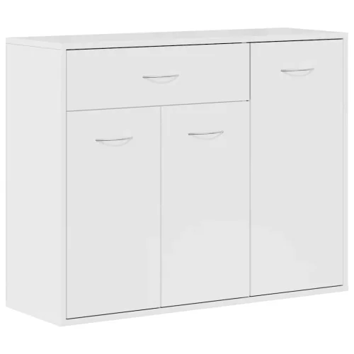  magasfényű fehér szerelt fa tálalószekrény 88 x 30 x 70 cm