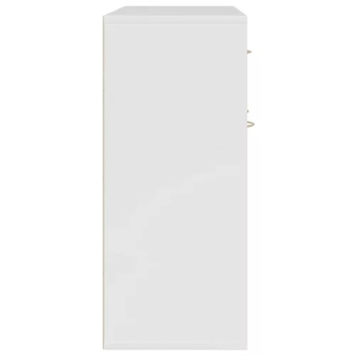  magasfényű fehér szerelt fa tálalószekrény 88 x 30 x 70 cm