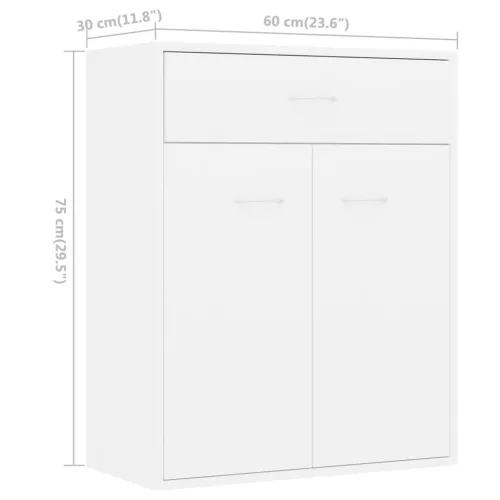  fehér szerelt fa tálalószekrény 60 x 30 x 75 cm