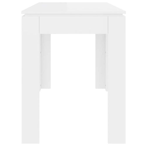  magasfényű fehér szerelt fa étkezőasztal 120 x 60 x 76 cm