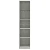  5-szintes betonszürke szerelt fa könyvszekrény 40 x 24 x 175 cm
