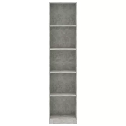  5-szintes betonszürke szerelt fa könyvszekrény 40 x 24 x 175 cm
