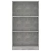  3 szintes betonszürke szerelt fa könyvszekrény 60x24x109 cm