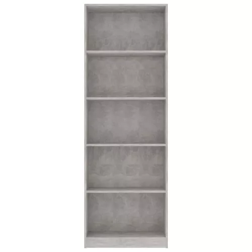  5-szintes betonszürke szerelt fa könyvszekrény 60 x 24 x 175 cm