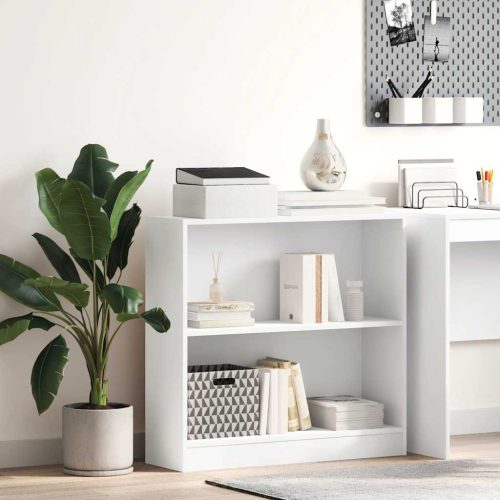  fehér szerelt fa könyvespolc 80x24x75 cm