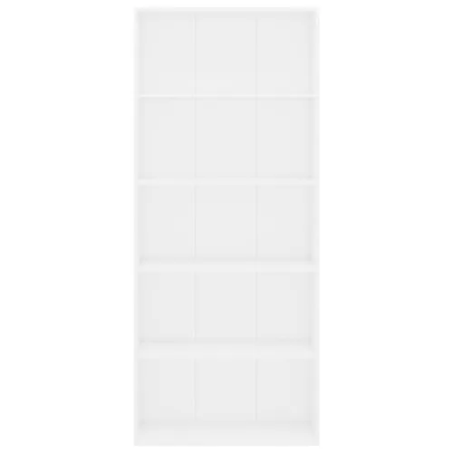  5 szintes fehér szerelt fa könyvszekrény 80 x 30 x 189 cm