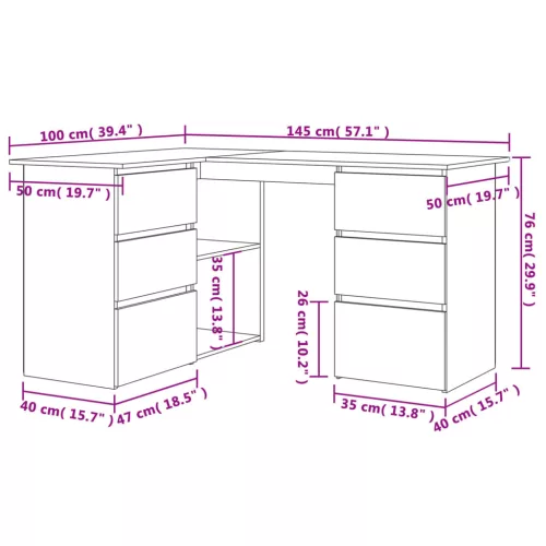  fekete szerelt fa sarok íróasztal 145 x 100 x 76 cm