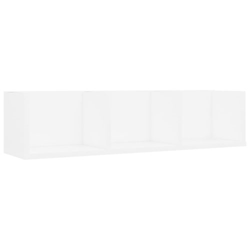 fehér szerelt fa CD-tartó fali polc 75 x 18 x 18 cm