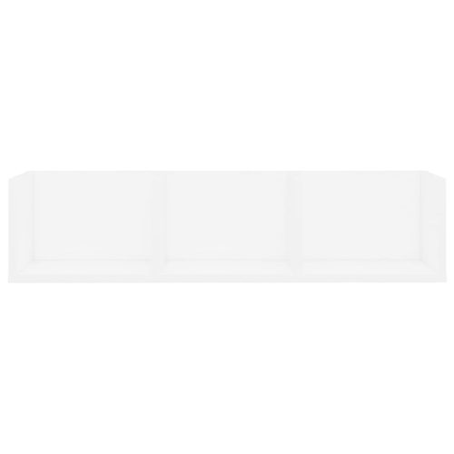  fehér szerelt fa CD-tartó fali polc 75 x 18 x 18 cm