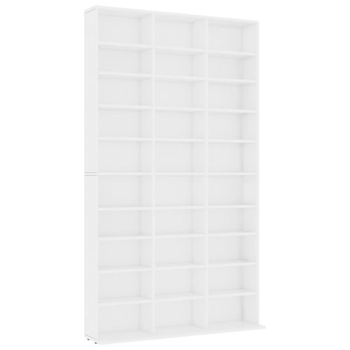  fehér szerelt fa CD-szekrény 102 x 16 x 177,5 cm