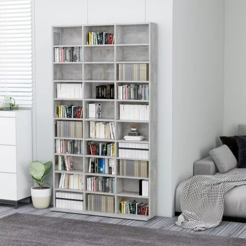  betonszürke szerelt fa CD-szekrény 102 x 16 x 177,5 cm