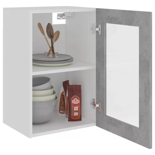  “Lyon” betonszürke szerelt fa függő üvegszekrény