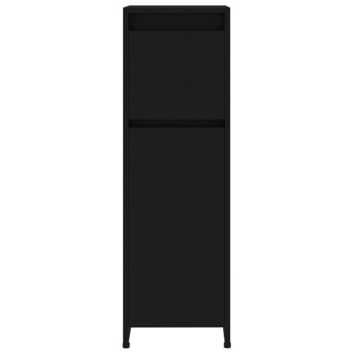  fekete szerelt fa fürdőszobaszekrény 30 x 30 x 95 cm