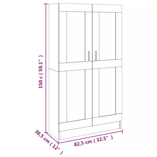  betonszürke szerelt fa könyvszekrény 82,5 x 30,5 x 150 cm