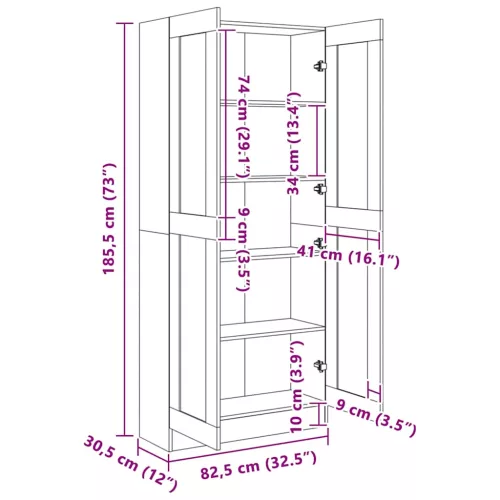 fekete szerelt fa könyvszekrény 82,5 x 30,5 x 185,5 cm