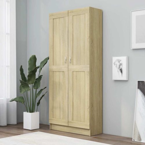  sonoma tölgy színű szerelt fa könyvszekrény 82,5x30,5x185,5 cm