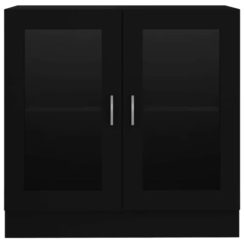  fekete szerelt fa vitrinszekrény 82,5 x 30,5 x 80 cm