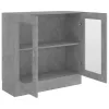  betonszürke szerelt fa vitrinszekrény 82,5 x 30,5 x 80 cm