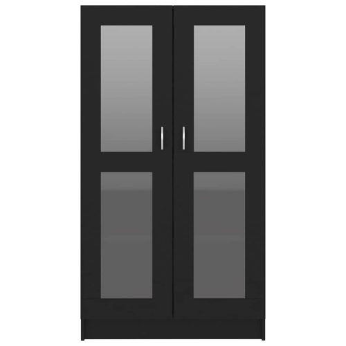  fekete szerelt fa vitrinszekrény 82,5 x 30,5 x 150 cm