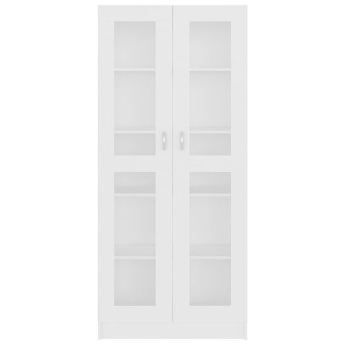  fehér szerelt fa vitrinszekrény 82,5 x 30,5 x 185,5 cm