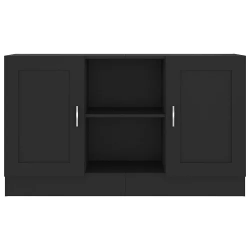  fekete szerelt fa tálalószekrény 120 x 30,5 x 70 cm